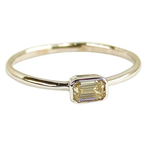 Egyedi emerald gyémánt gyűrű fehér arany 0.185 karát briliáns