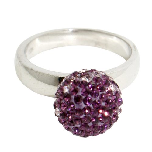 Ezüst gyűrű lila színátmenetes cirkónia gömbbel