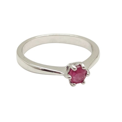Ezüst eljegyzési gyűrű pink rubin kővel