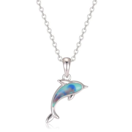 Ezüst delfin medál kék zománc