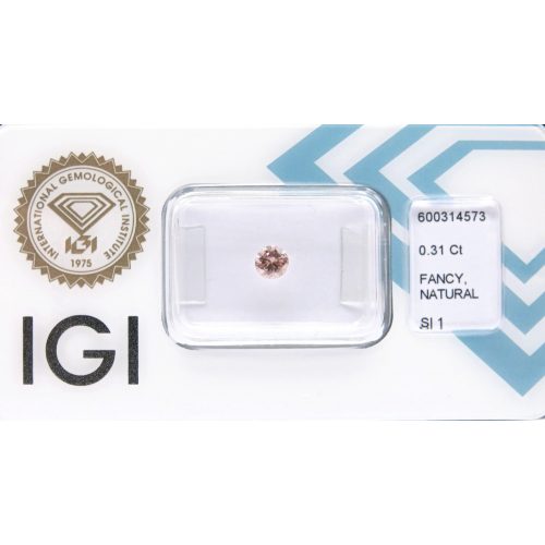 0.31 ct pink gyémánt kő, kerek (round) csiszolású briliáns